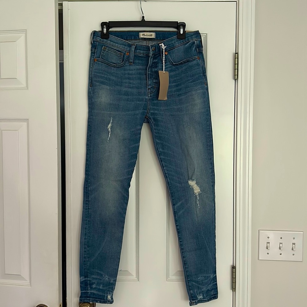 Madewell W 30 9” High Rise Skinny Jeans NEW WITH TAGS Destructed-Hem Edition